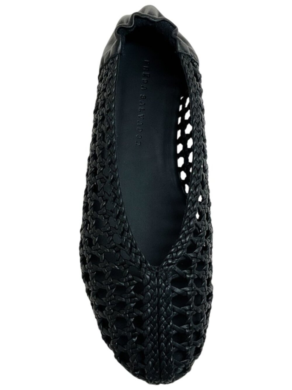 Freda Salvador Black Leather Riley Woven Round Toe Flats - Picture 4 of 11